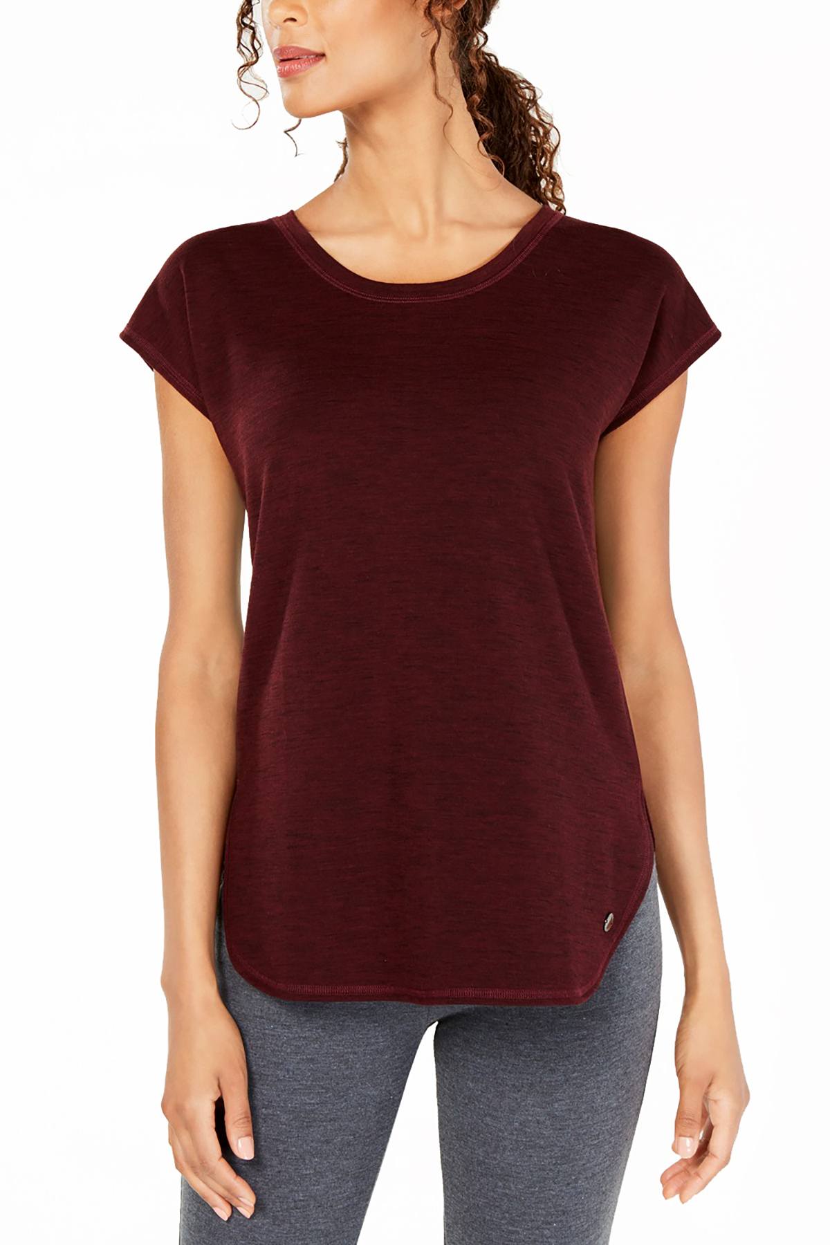 Ideology Vintage-Wine Essential Space-Dyed Lace-Up Back T-Shirt