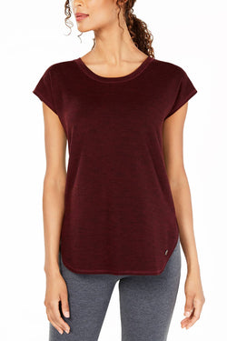 Ideology Vintage-Wine Essential Space-Dyed Lace-Up Back T-Shirt thumbnail 4