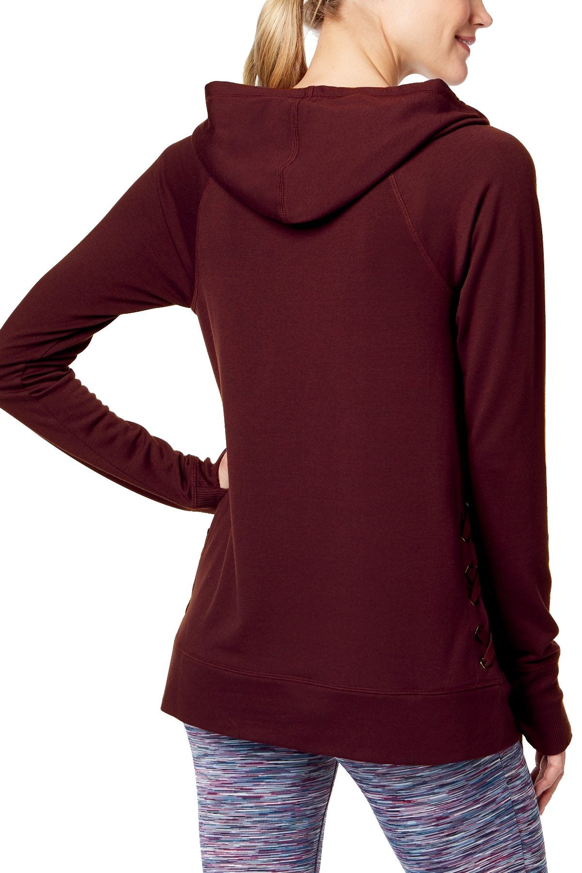 Ideology Vintage-Wine Lace-Up Sides Hoodie