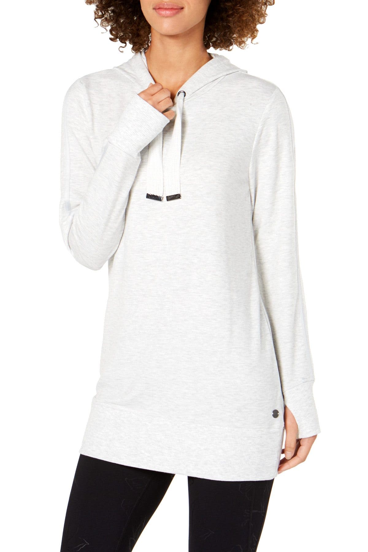 Ideology White Heather Long Sleeve Essential Hoodie