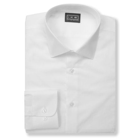 Ike Behar Men's Spread Collar Cotton Poplin Dress Shirt White