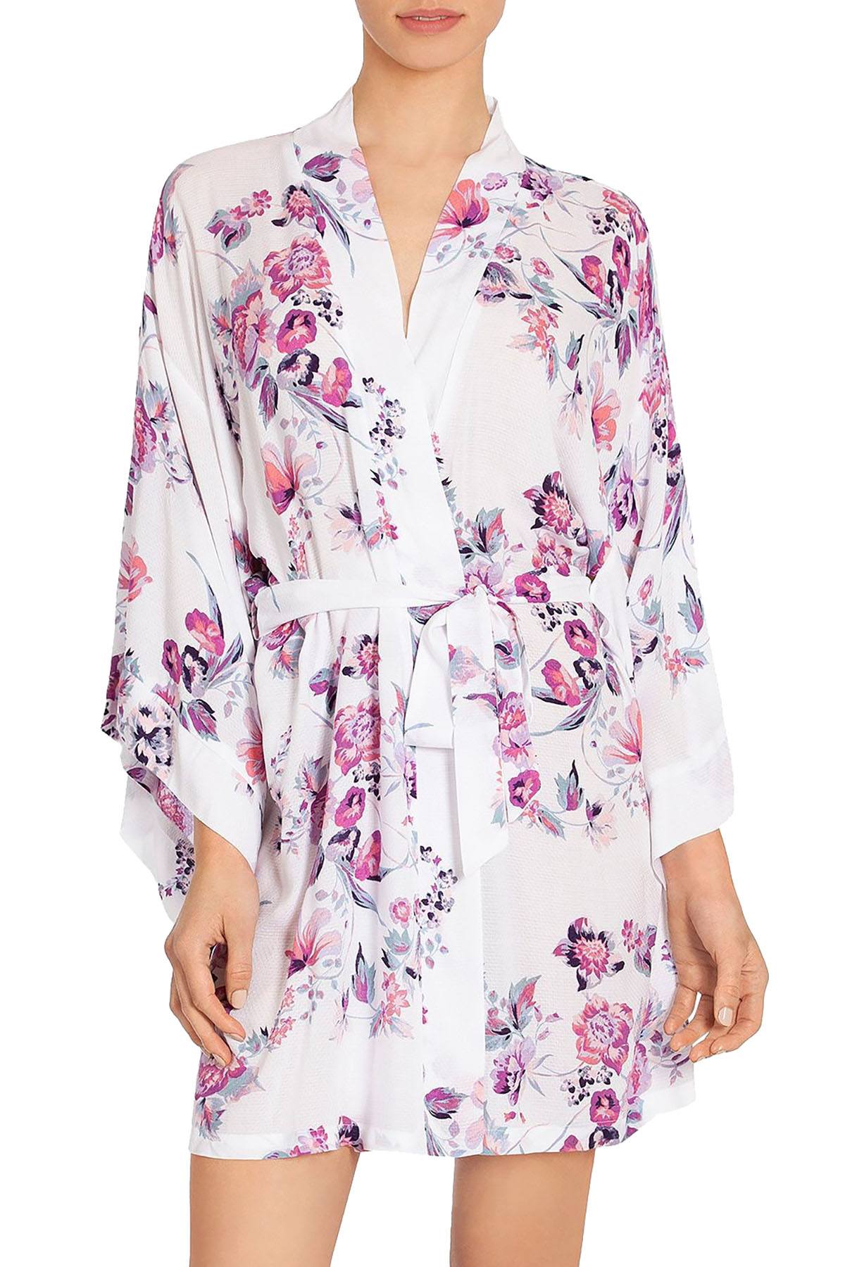 In Bloom By Jonquil Floral Wrap Kimono in Ivory/Mauve