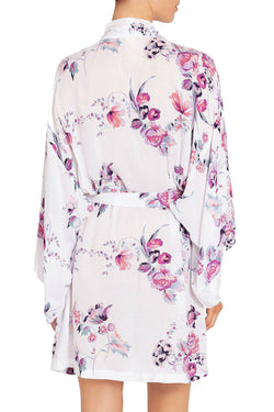 In Bloom By Jonquil Floral Wrap Kimono in Ivory/Mauve thumbnail 2