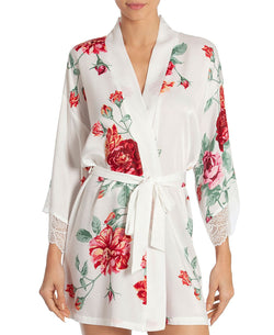 In Bloom by Jonquil Rose Print Wrap Robe in Off White thumbnail 3