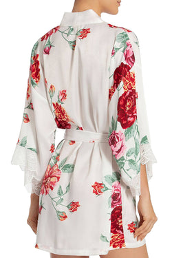 In Bloom by Jonquil Rose Print Wrap Robe in Off White thumbnail 2