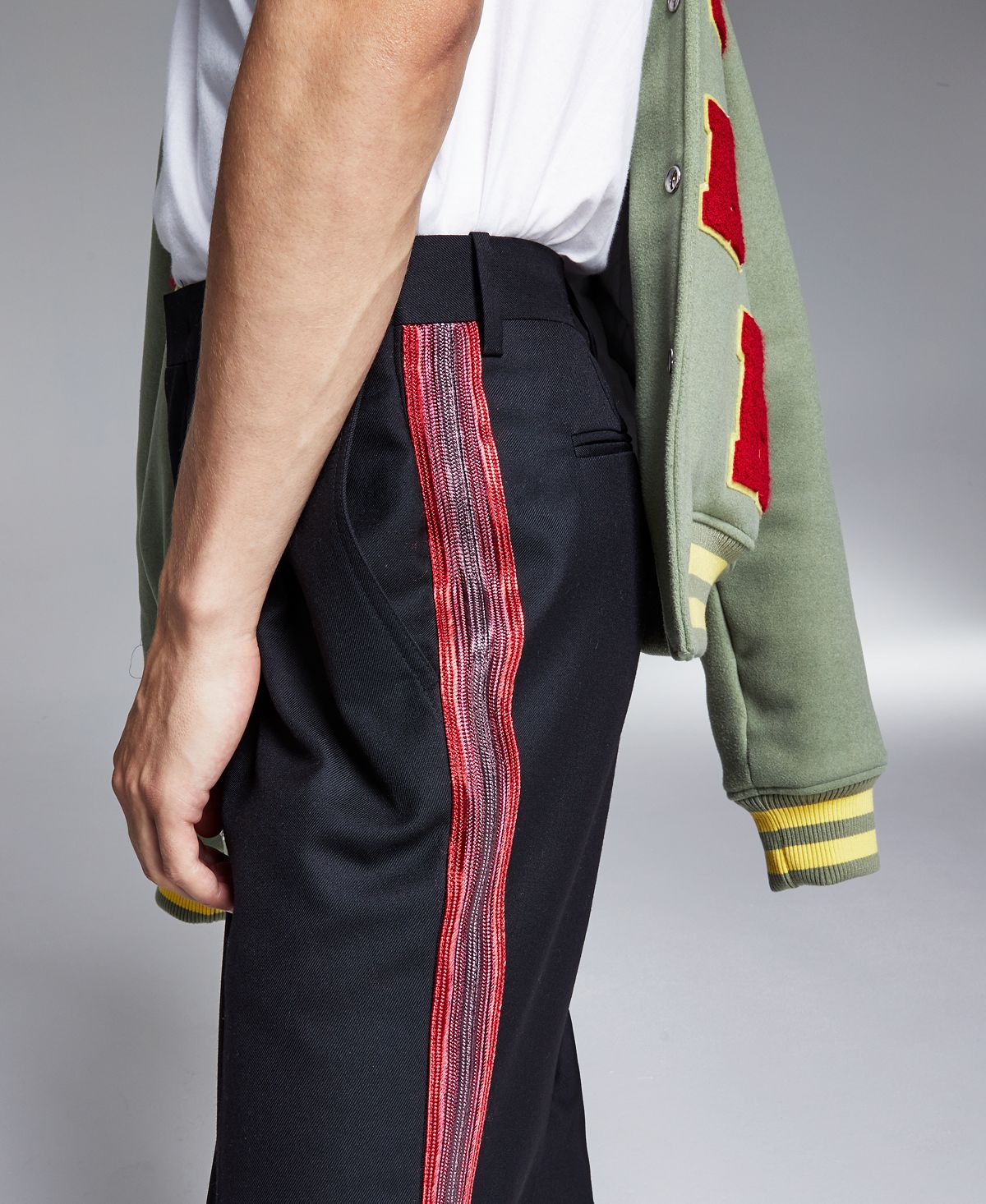 Inc International Concepts Allen Onyia For Inc Regular-fit Cropped Side Stripe Pants Deep Black