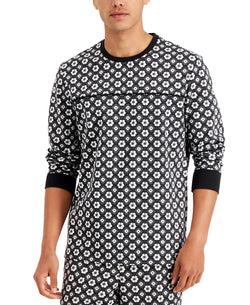 Inc International Concepts Black Floral Medallion Pullover Shirt Deep Black thumbnail 1