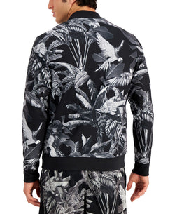 Inc International Concepts Black & White Paradise Bomber Jacket Deep Black thumbnail 2