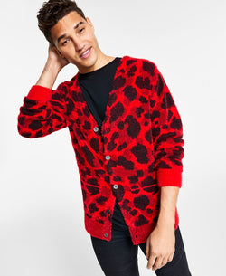 Inc International Concepts Cheetah Cardigan Goji Berries thumbnail 1