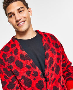 Inc International Concepts Cheetah Cardigan Goji Berries thumbnail 3