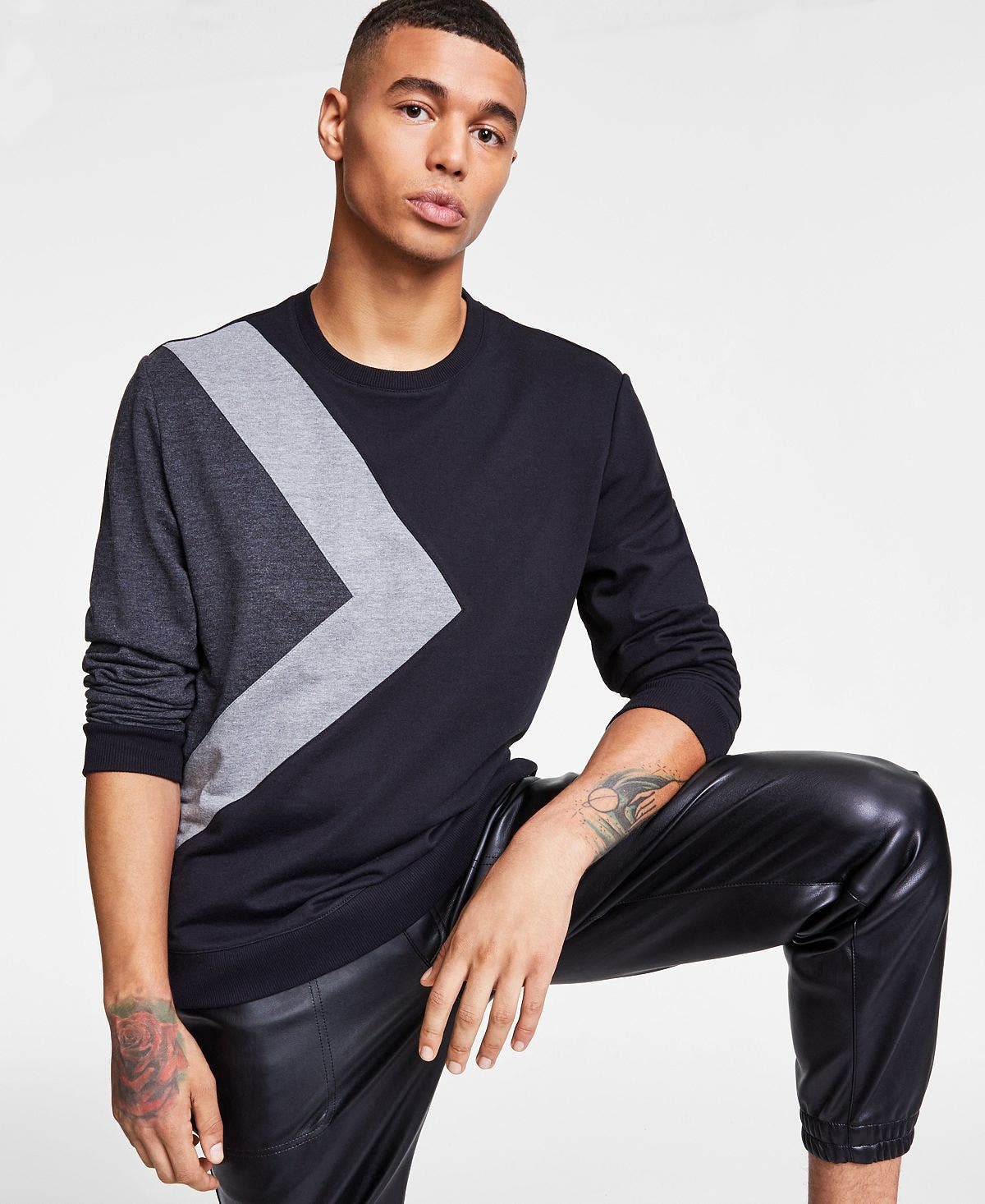 Inc International Concepts Chevron Sweatshirt Deep Black