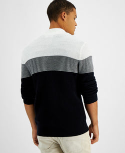 Inc International Concepts Cotton Colorblocked Full-zip Sweater Deep Black thumbnail 2