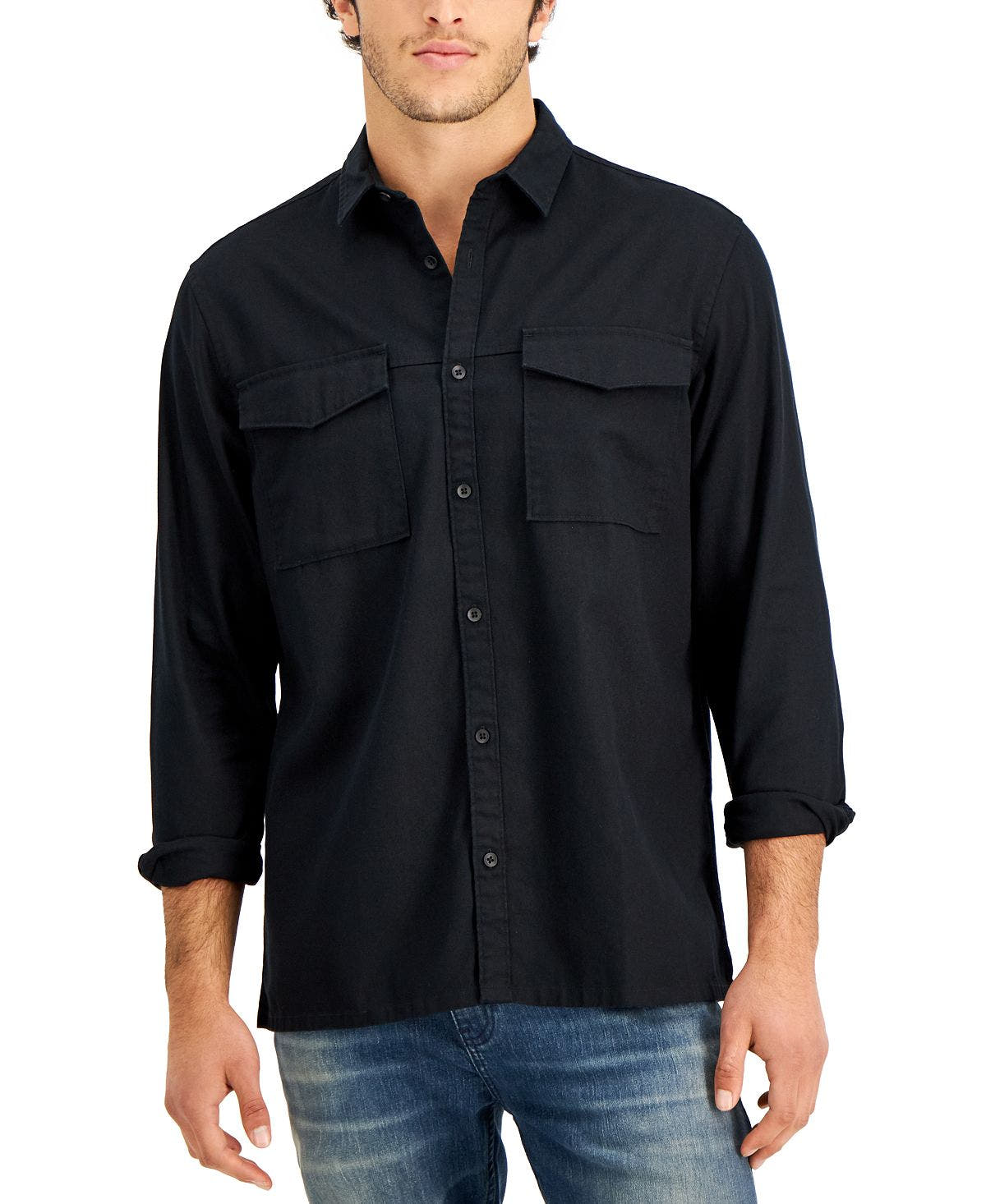 Inc International Concepts Dual Pocket Shirt Deep Black