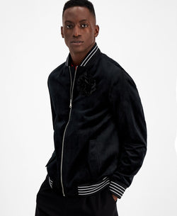 Inc International Concepts Embroidered Bomber Jacket Deep Black thumbnail 1