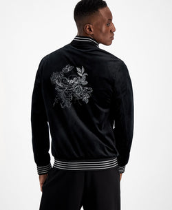 Inc International Concepts Embroidered Bomber Jacket Deep Black thumbnail 2