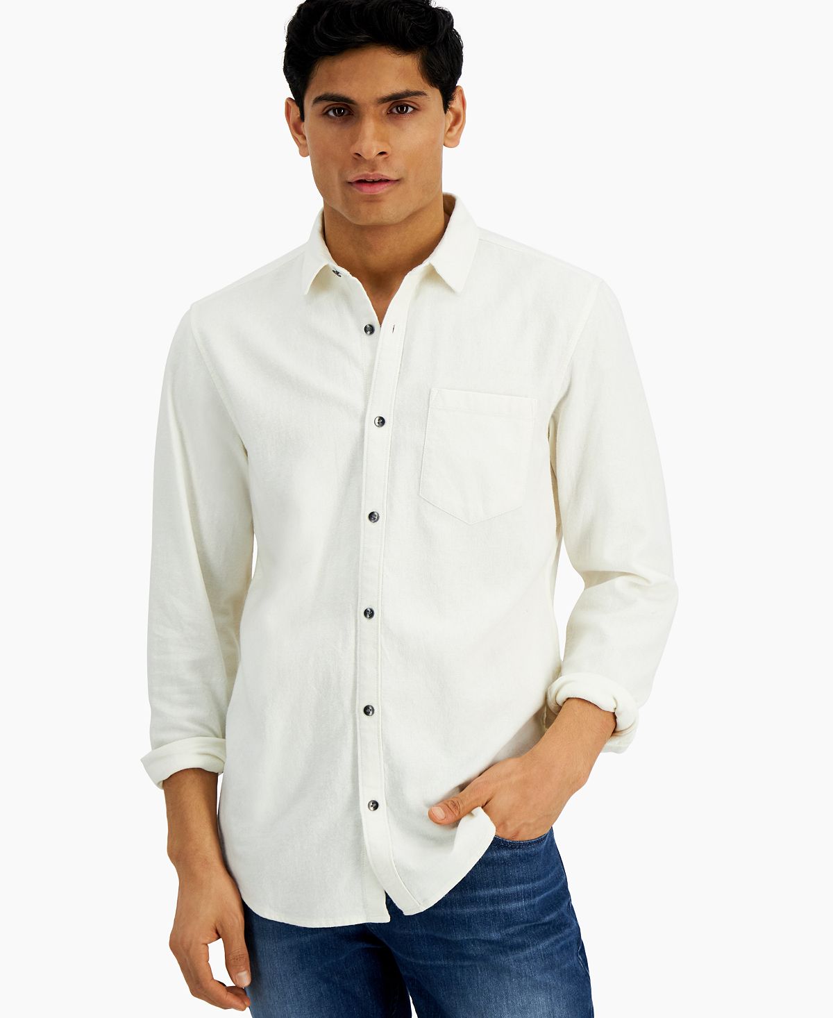 Inc International Concepts Flannel Shirt Antique White