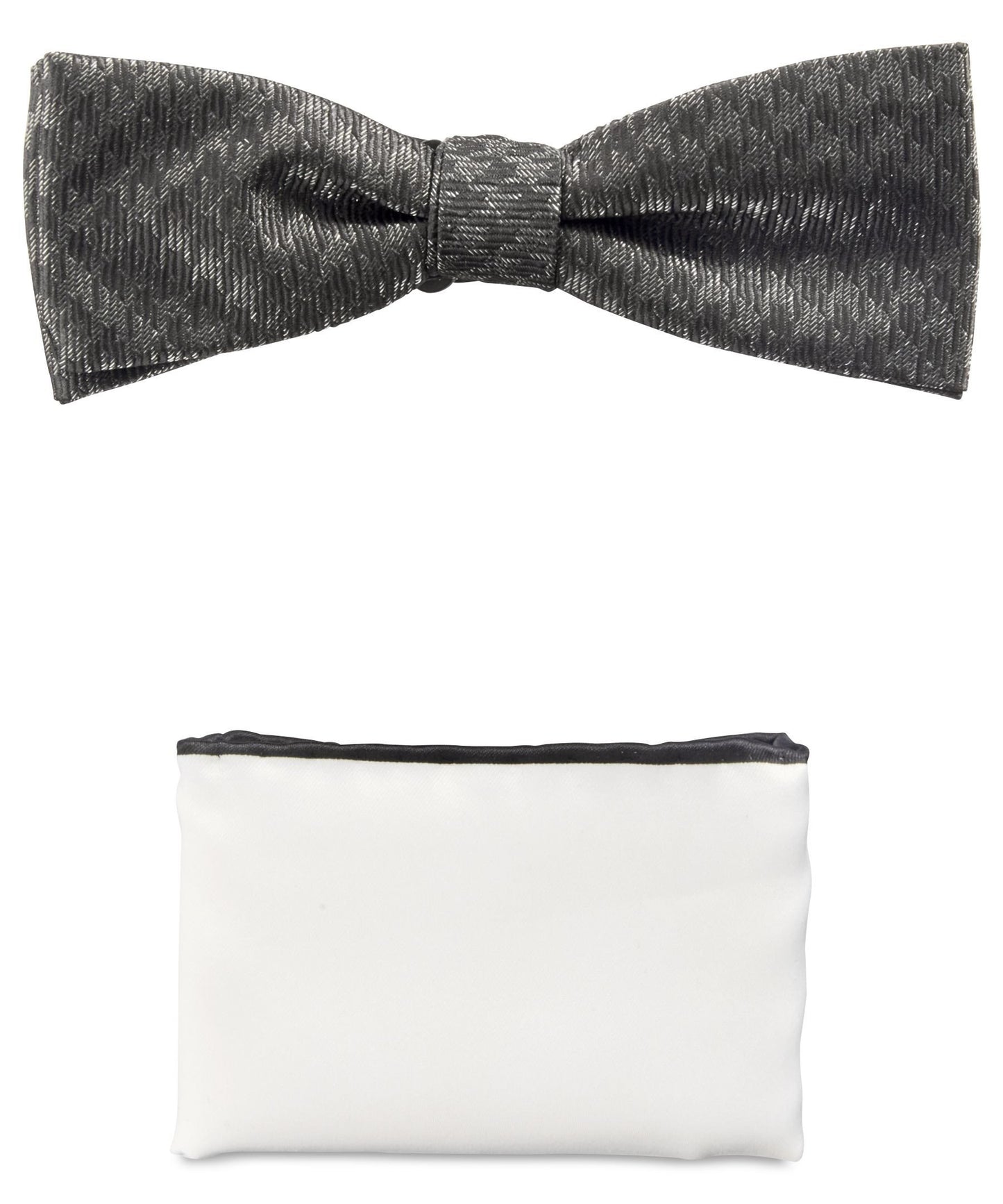 Inc International Concepts Houndstooth Bow Tie & Pocket Square Combo Black White