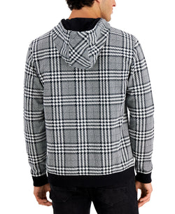 Inc International Concepts Houndstooth Plaid French Terry Hoodie Deep Black thumbnail 2
