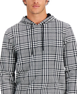 Inc International Concepts Houndstooth Plaid French Terry Hoodie Deep Black thumbnail 3