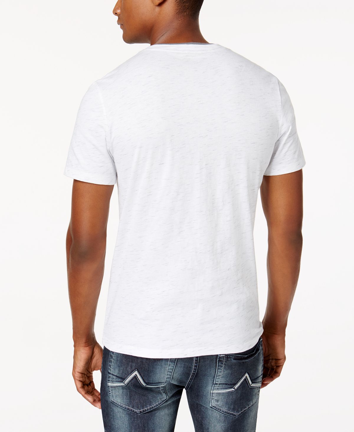 Inc International Concepts I.n.c. Chambers Heathered Split-neck T-shirt White Pure
