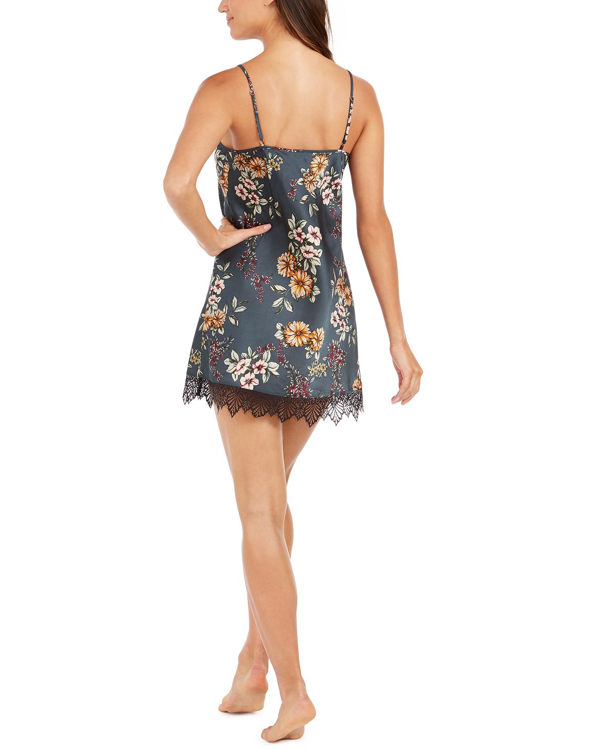 Inc International Concepts I.n.c. Lace-trim Chemise Nightgown Forest Flowers