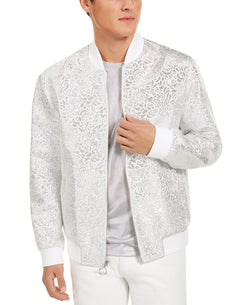 Inc International Concepts I.n.c. Oliver Party Brocade Bomber Jacket White Combo thumbnail 1