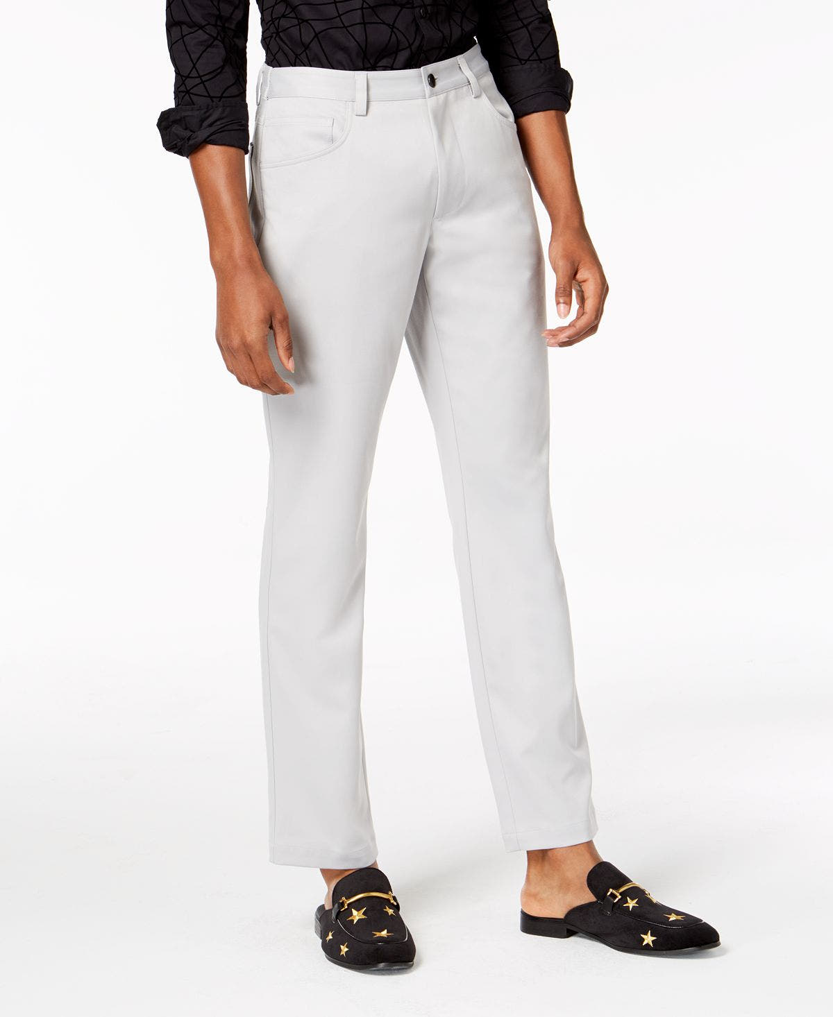 Inc International Concepts I.n.c. Shiny Slim-fit Stretch Pants Stucco Grey