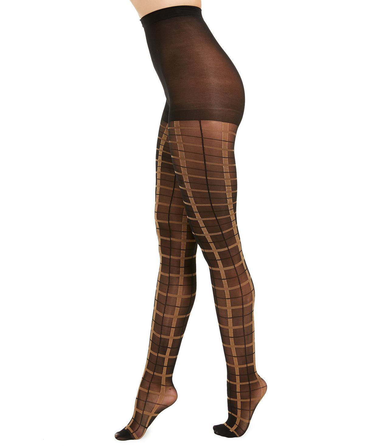 Inc International Concepts I.n.c. Wo Windowpane-plaid Tights Black Plaid