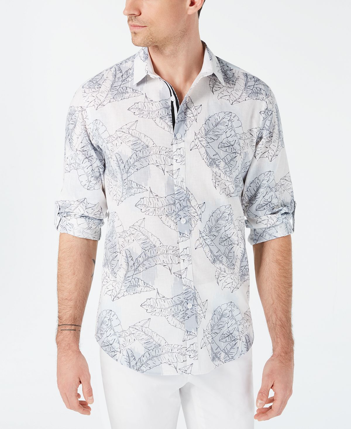 Inc International Concepts Inc Abstract Floral Shirt White Combo