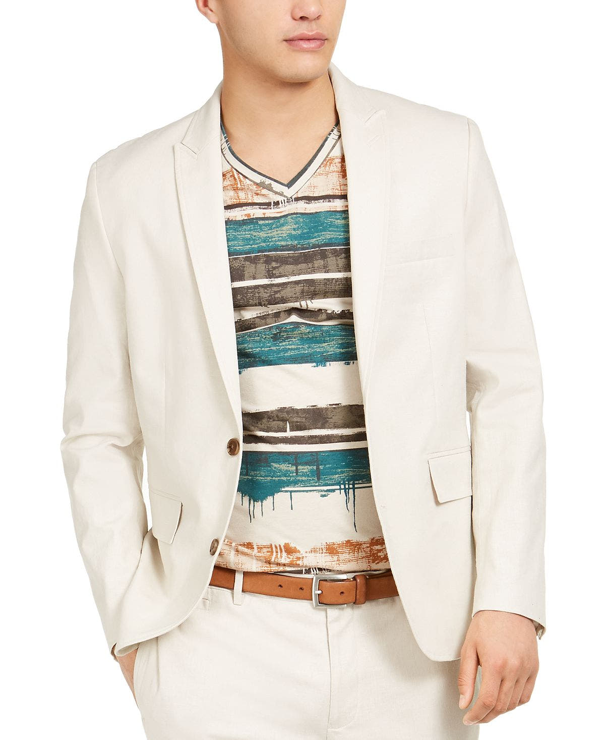 Inc International Concepts Inc Big & Tall Linen Jasper Blazer Stone Block