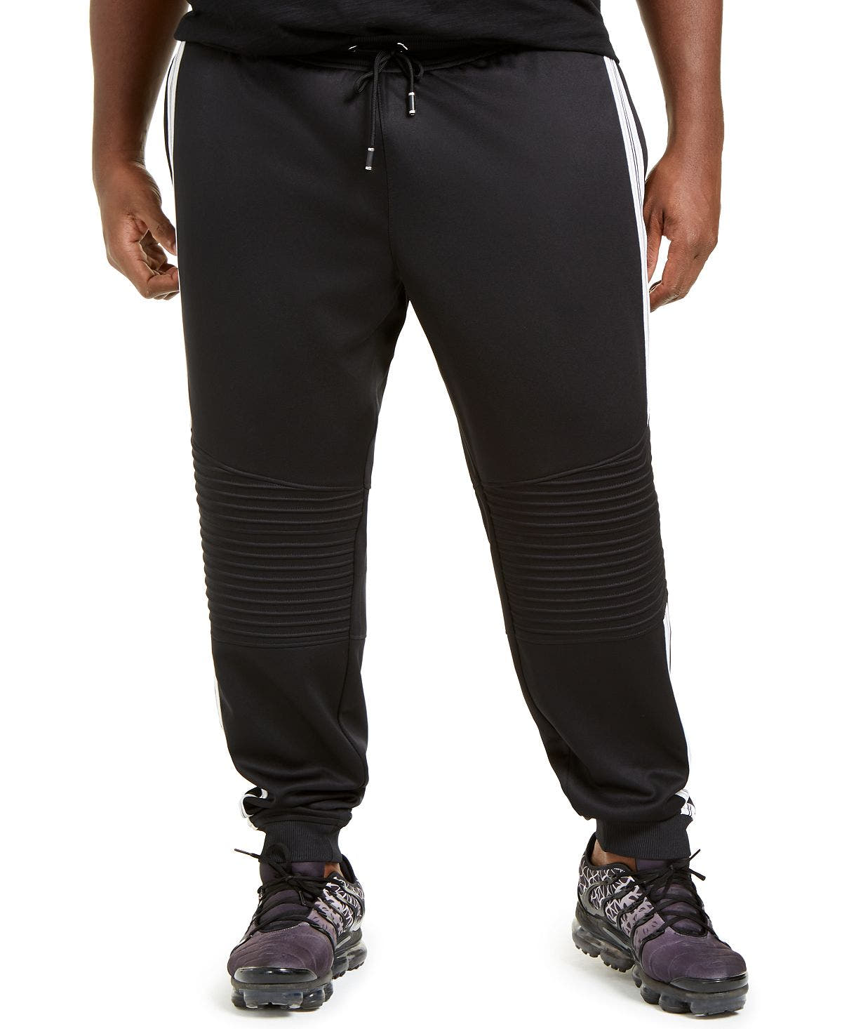 Inc International Concepts Inc Big & Tall Moto Side Stripe Joggers Deep Black