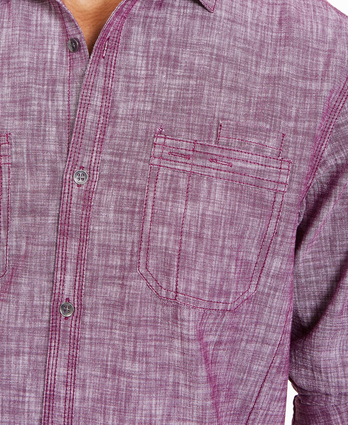 Inc International Concepts Inc Chambray Dual-pocket Shirt Plum Caspia