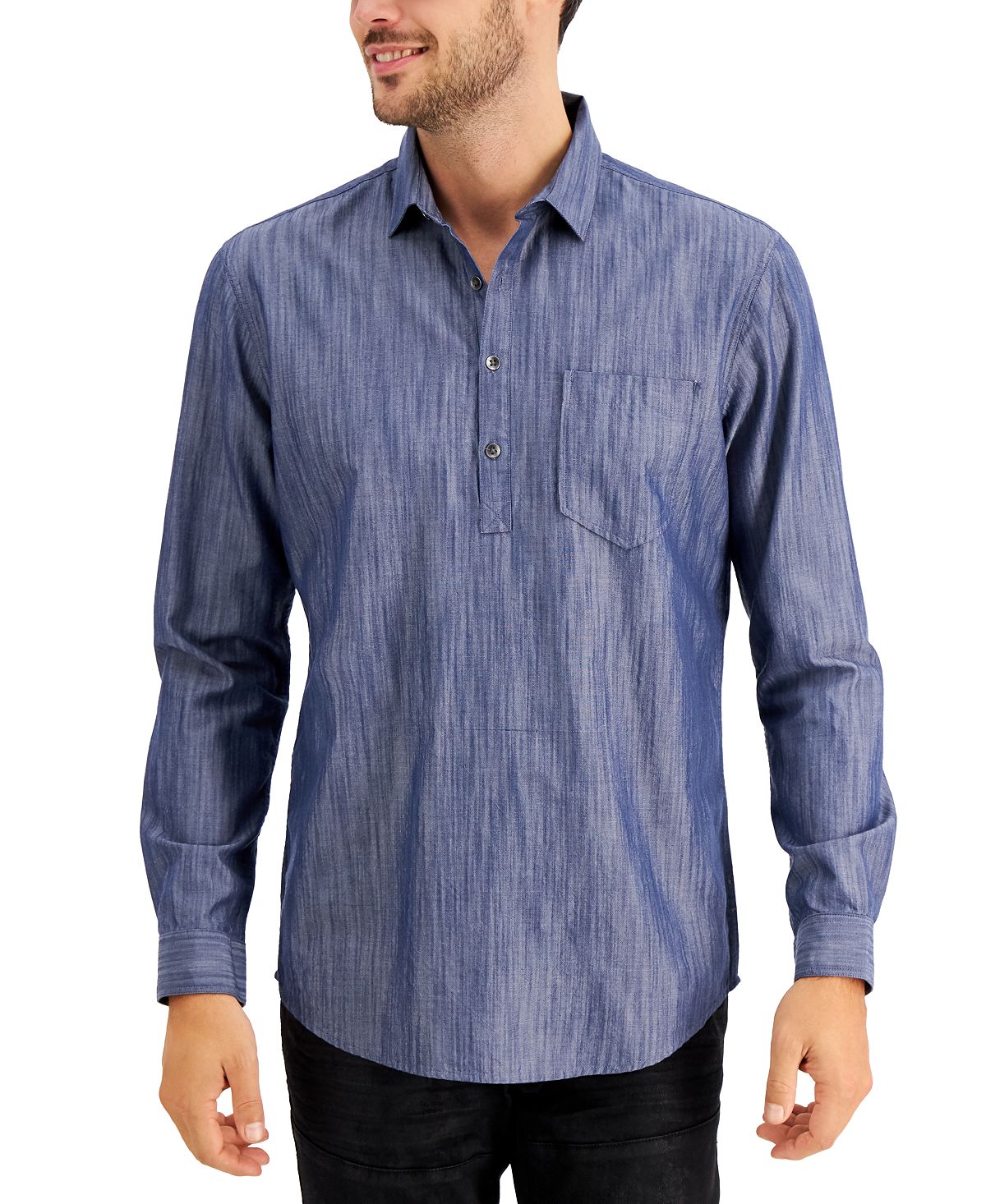 Inc International Concepts Inc Chambray Popover Shirt Timeless Navy