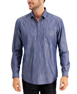 Inc International Concepts Inc Chambray Popover Shirt Timeless Navy thumbnail 1
