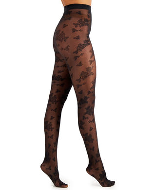 Inc International Concepts Inc Flocked Floral Tights Black