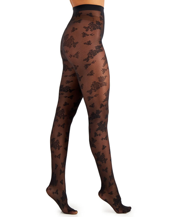 Inc International Concepts Inc Flocked Floral Tights Black