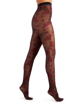Inc International Concepts Inc Flocked Floral Tights Burgundy