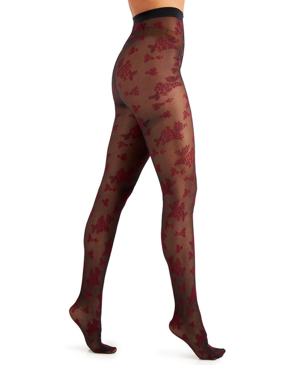 Inc International Concepts Inc Flocked Floral Tights Burgundy
