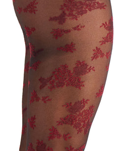 Inc International Concepts Inc Flocked Floral Tights Burgundy thumbnail 2