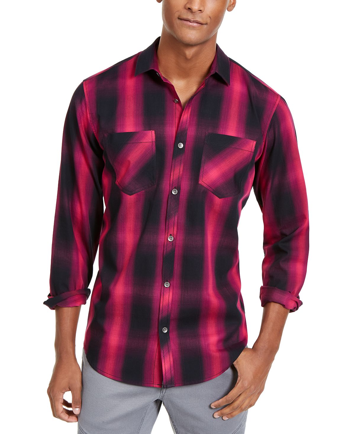 Inc International Concepts Inc Leo Plaid Shirt Brilliant Berry