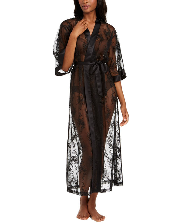 Inc International Concepts Inc Long Lace Wrap Robe Deep Black