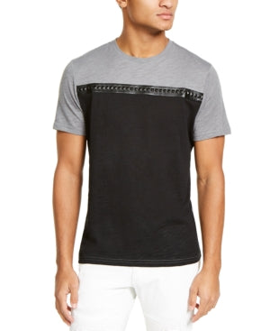 Inc International Concepts Inc Men's Colorblocked T-Shirt with Studded Faux-Leather Taping