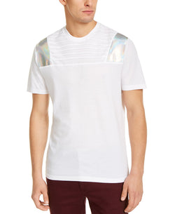 Inc International Concepts Inc Pintucked Moto T-shirt With Metallic Faux-leather Piecing White Pure thumbnail 1