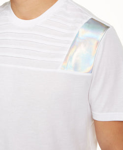 Inc International Concepts Inc Pintucked Moto T-shirt With Metallic Faux-leather Piecing White Pure thumbnail 2
