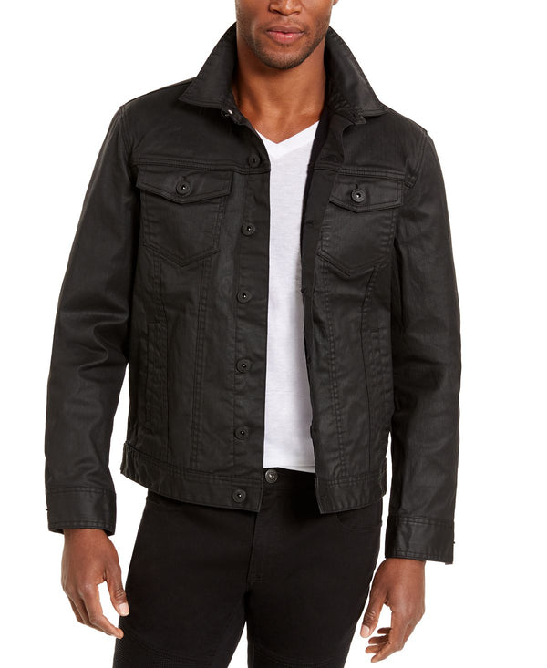 Inc International Concepts Inc Regular-fit Coated Stretch Denim Trucker Jacket Black Wash