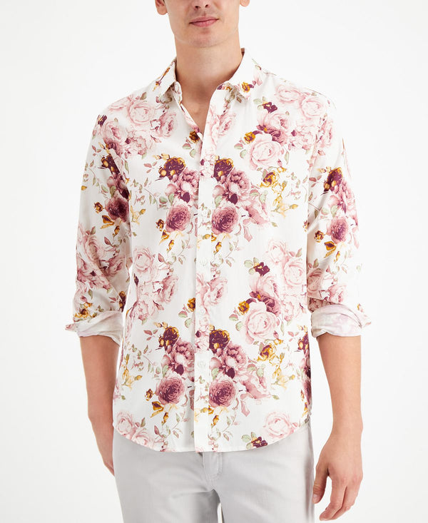 Inc International Concepts Inc Regular-fit Oversized Floral-print Shirt White Combo