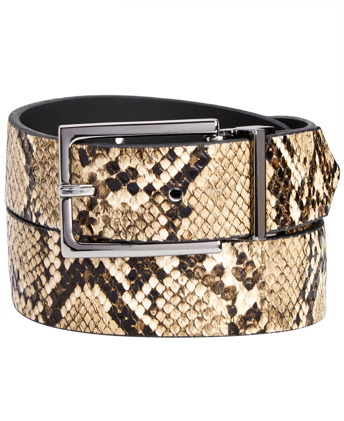 Inc International Concepts Inc Reversible Belt Snake Skin/ Black