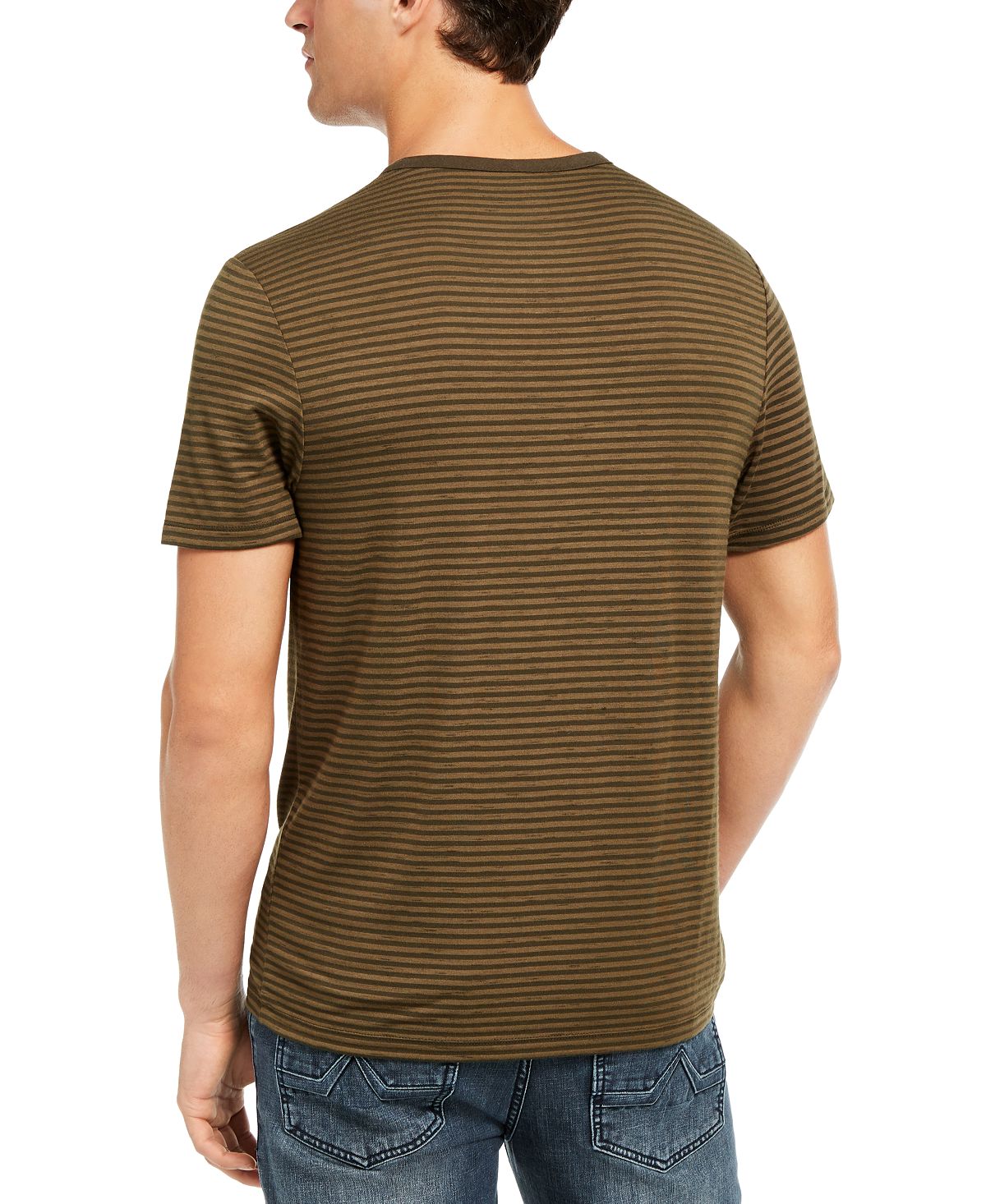 Inc International Concepts Inc Striped Split-neck T-shirt Dark Grass