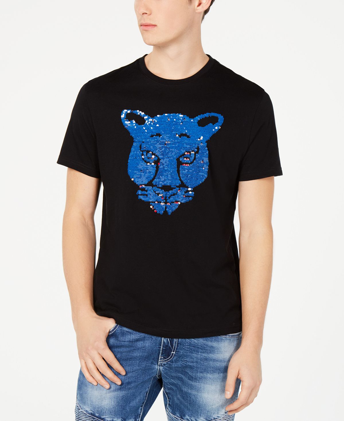 Inc International Concepts Inc Tiger Reversible Sequin Graphic T-shirt Deep Black
