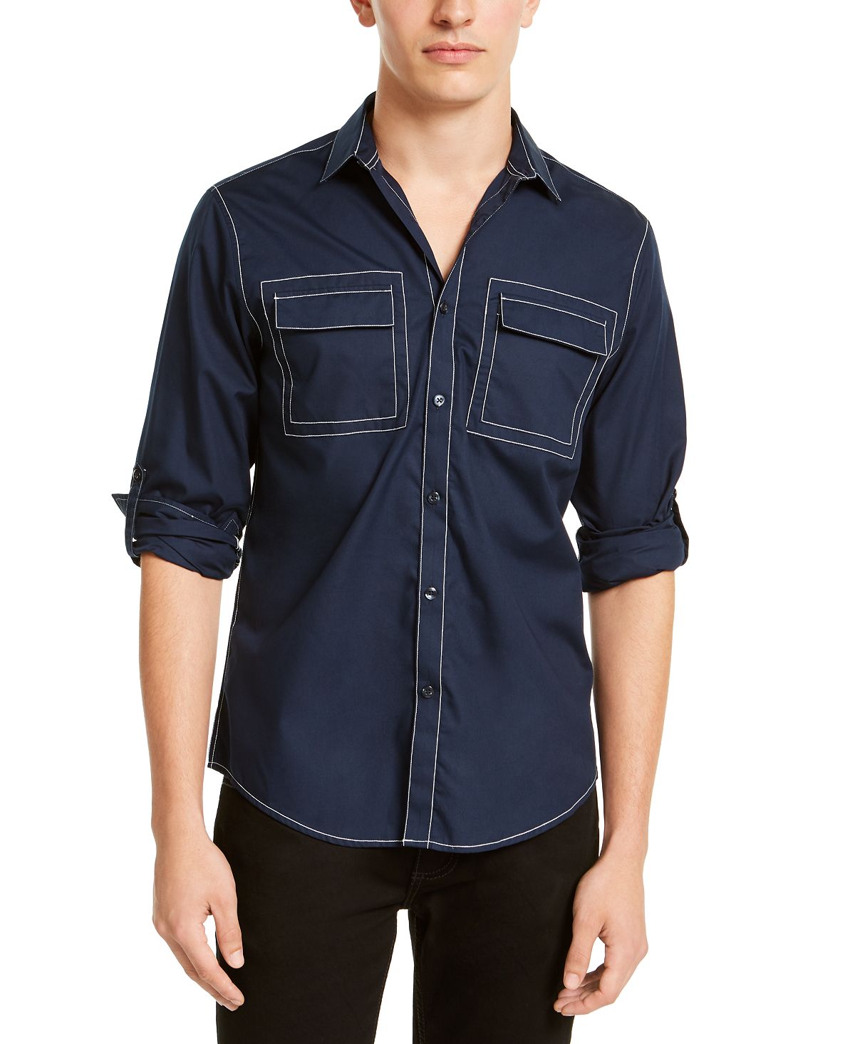 Inc International Concepts Inc Utility Shirt Basic Navy
